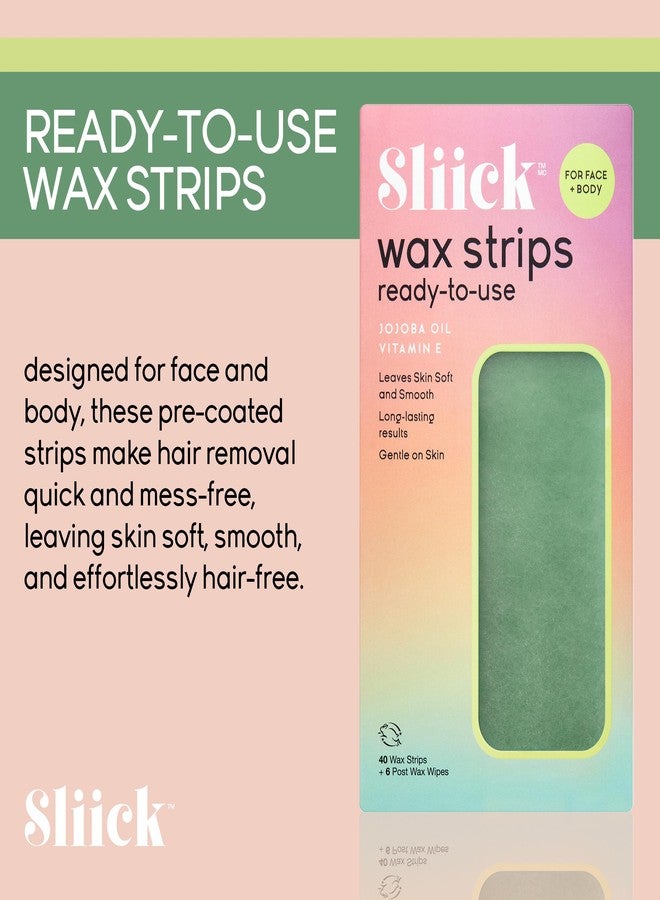 Sliick Ready-to-Use Wax Strips for Hair Removal – 40 Hair Removal Strips for Women with Jojoba Oil & Vitamin E, Includes 6 Post Wax Wipes - Image 3